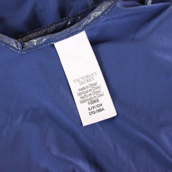 Victoria's Secret Camisole Small Metallic Blue with Sheer Trim Adjustable CA305 - Picture 8 of 9